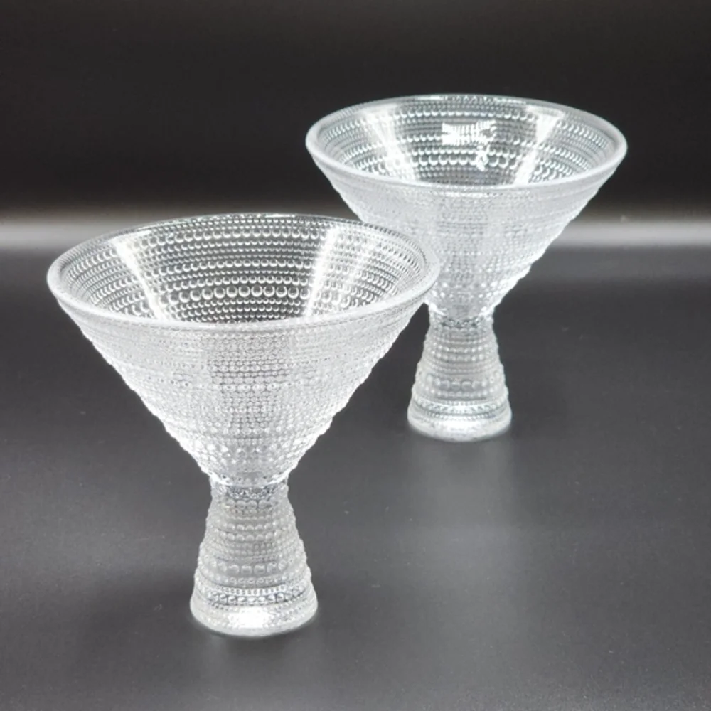Fortessa Jupiter Beaded Martini Glass Set of 2 Embossed texture 11.5oz Drinkware
